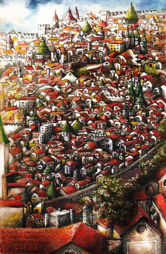 Crowded city skyline