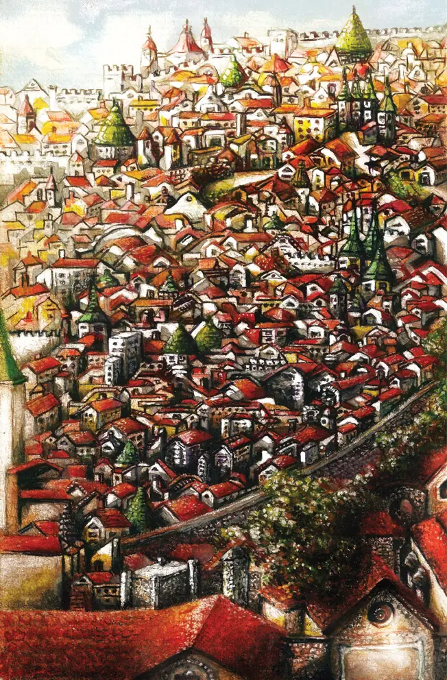 Crowded city skyline